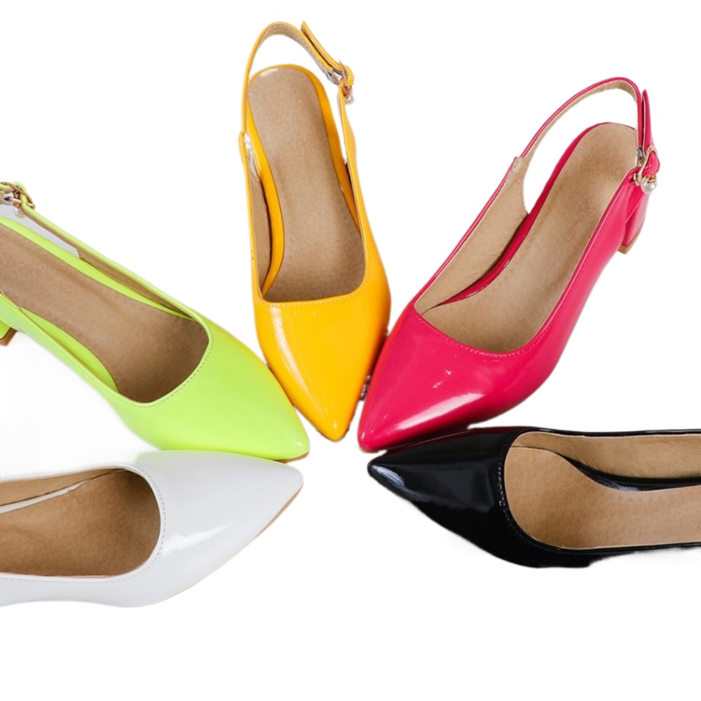 Slingback Heel Formal - أحذية نسائية بكعب عريض ومقدمة مدببة