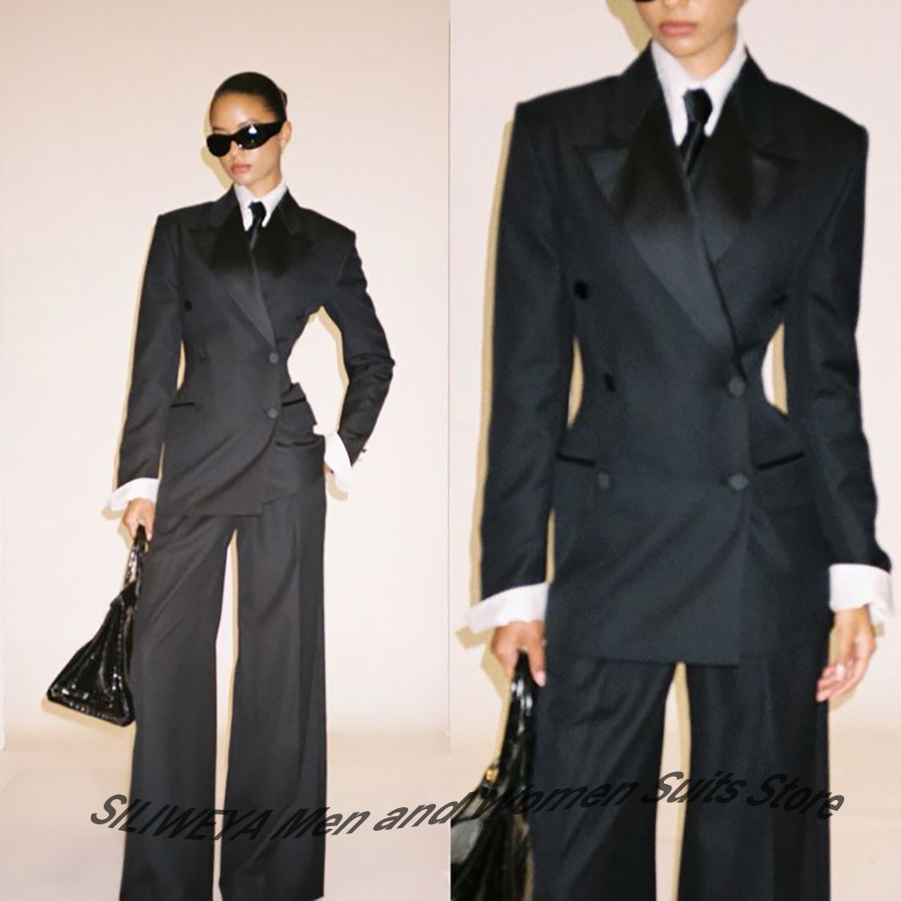 Women Formal Wear Office - المهنية المرأة السوداء مزدوجة الصدر دعوى