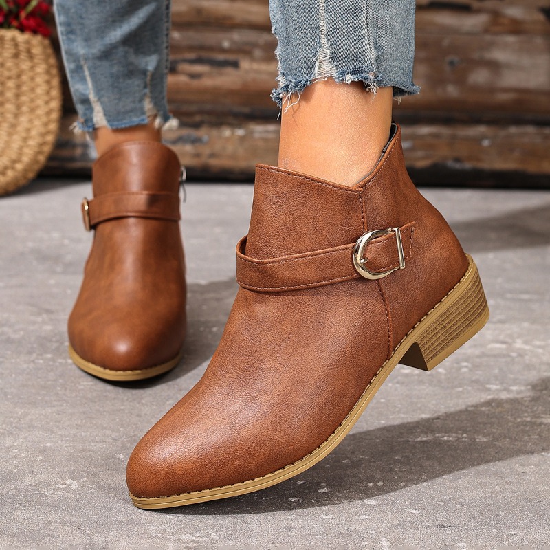 Women Formal Wear Heels - أحذية نسائية للكاحل للخريف والشتاء بسحاب