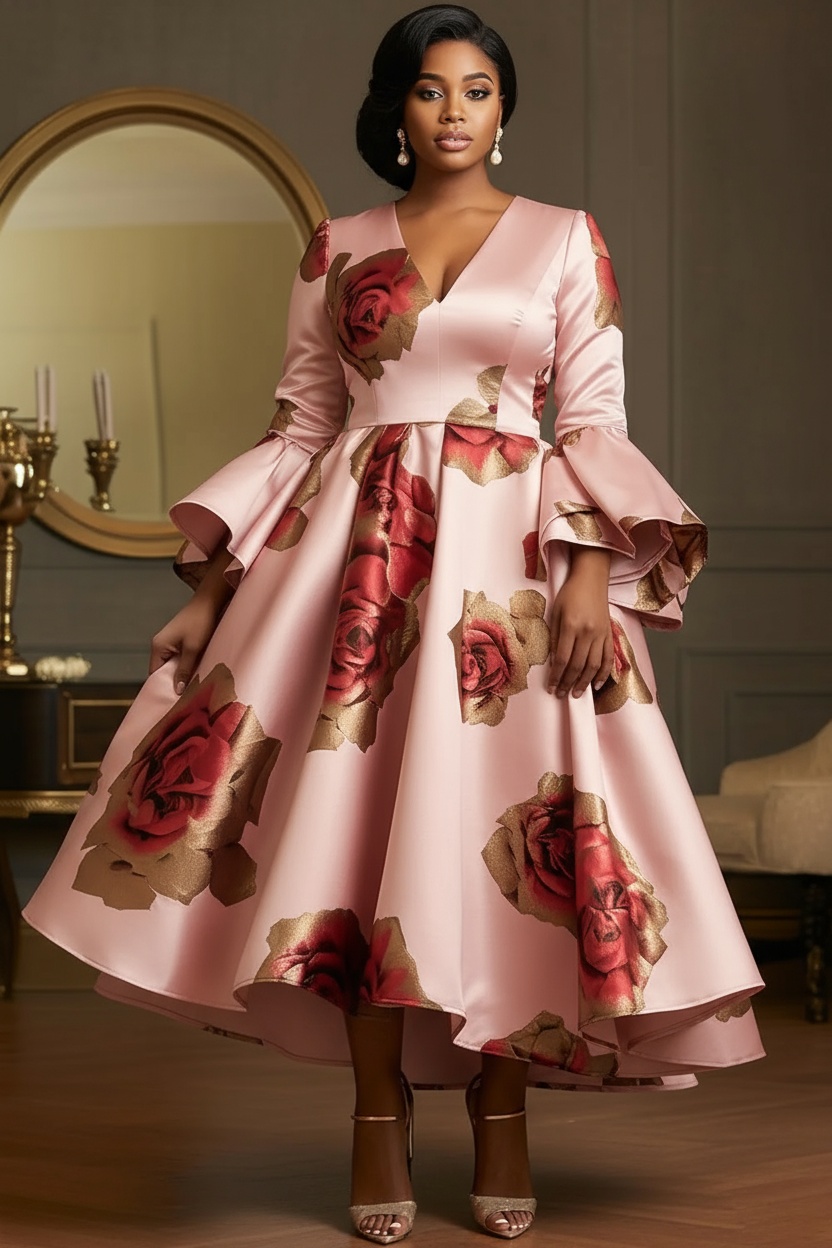 Women Formal Wear Dress - فستان سهرة أنيق من الساتان بمقاسات