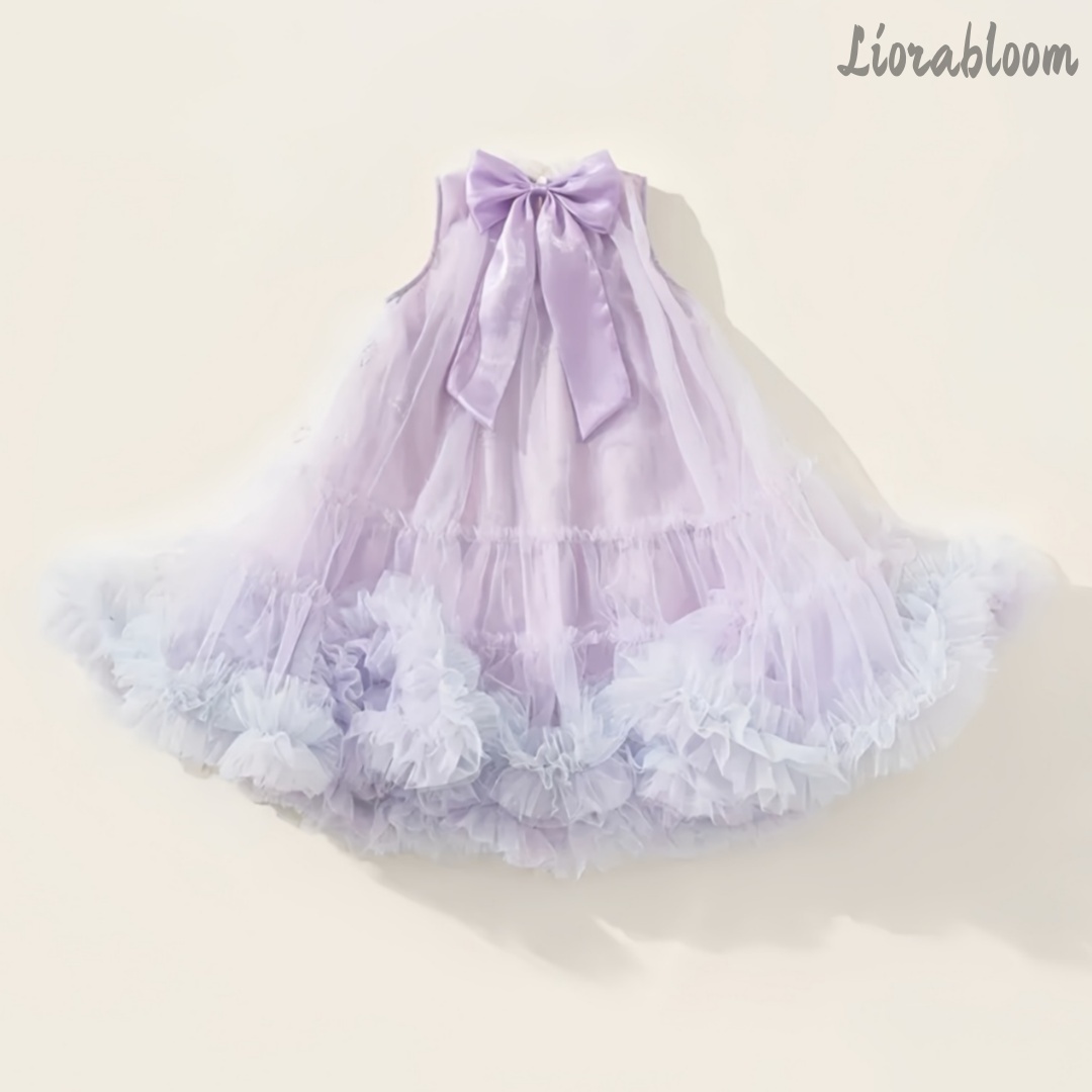 Women Formal Party Wear Dress - فستان أميرة أرجواني يومي رسمي بحافة