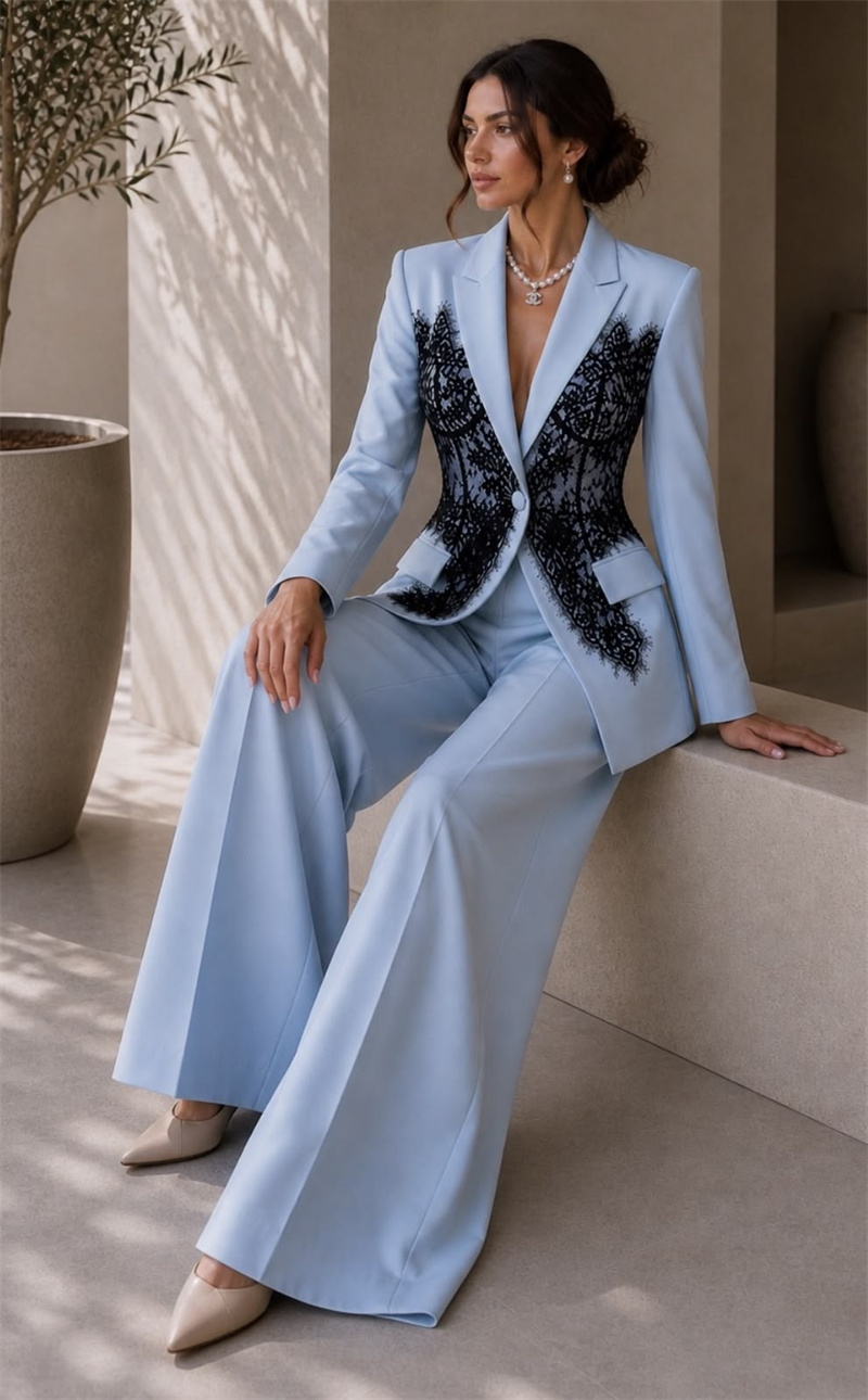 Women Formal Wear Trousers - طقم بدلة نسائية أنيقة باللون الأزرق