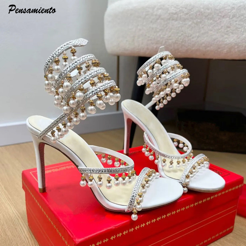 Women'S Formal Wear For Wedding - صنادل نسائية فاخرة مزينة بالأحجار الكريمة