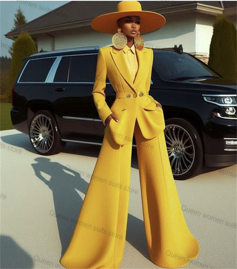 Yellow Formal Wear Women - الأصفر القطن المرأة البدلة مجموعة 2