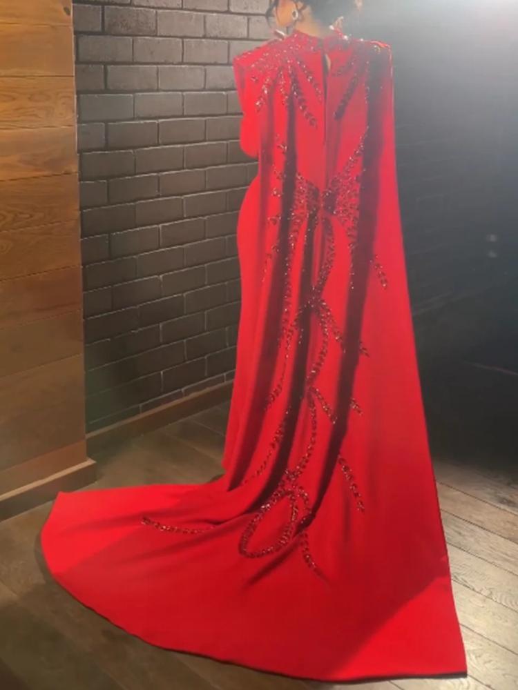 Women Formal Party Wear Dress - فستان سهرة نسائي مخصص باللون الأحمر