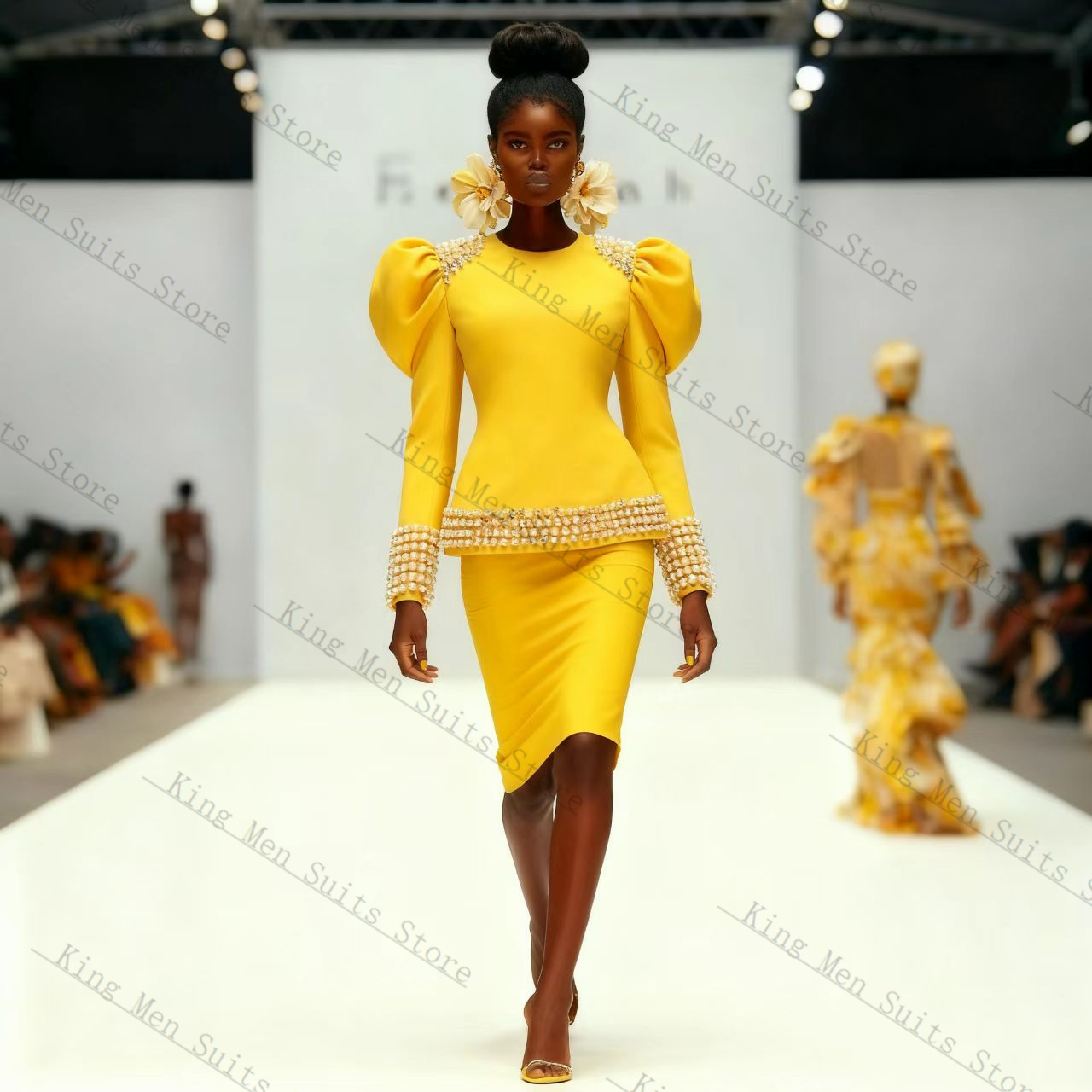 Yellow Formal Wear Women - أصفر أسود المرأة البدلة مجموعة 2