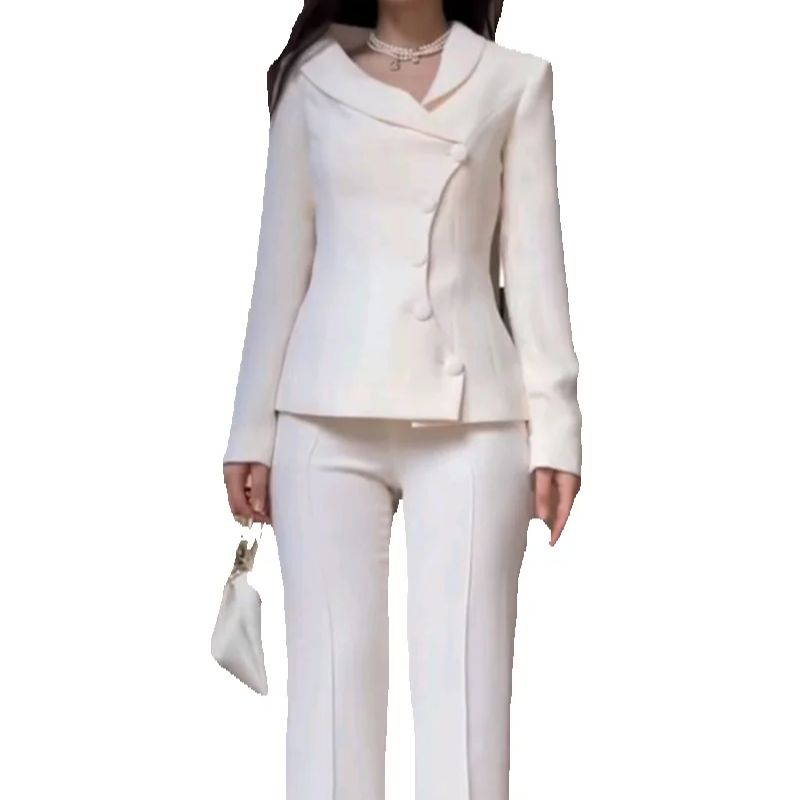 الأبيض النساء الدعاوى مجموعة 2 - مراجعة Women Formal Wear Trousers وسعره