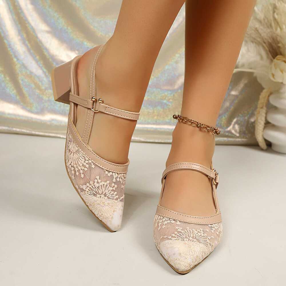 صنادل نسائية بكعب مع دانتيل، 3 - مراجعة Slingback Heel Formal وسعره