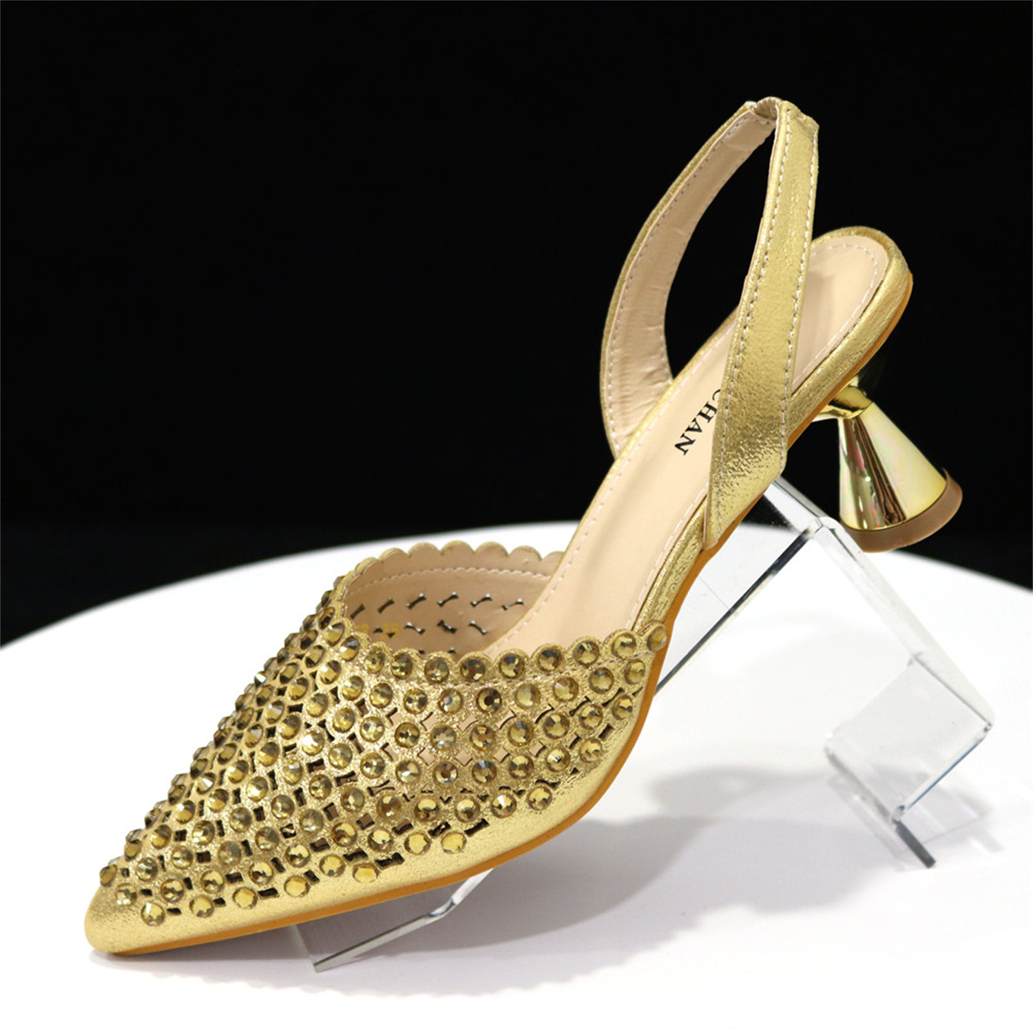 مجموعة حقيبة وحذاء ذهبي لامع م - مراجعة Slingback Heel Formal وسعره