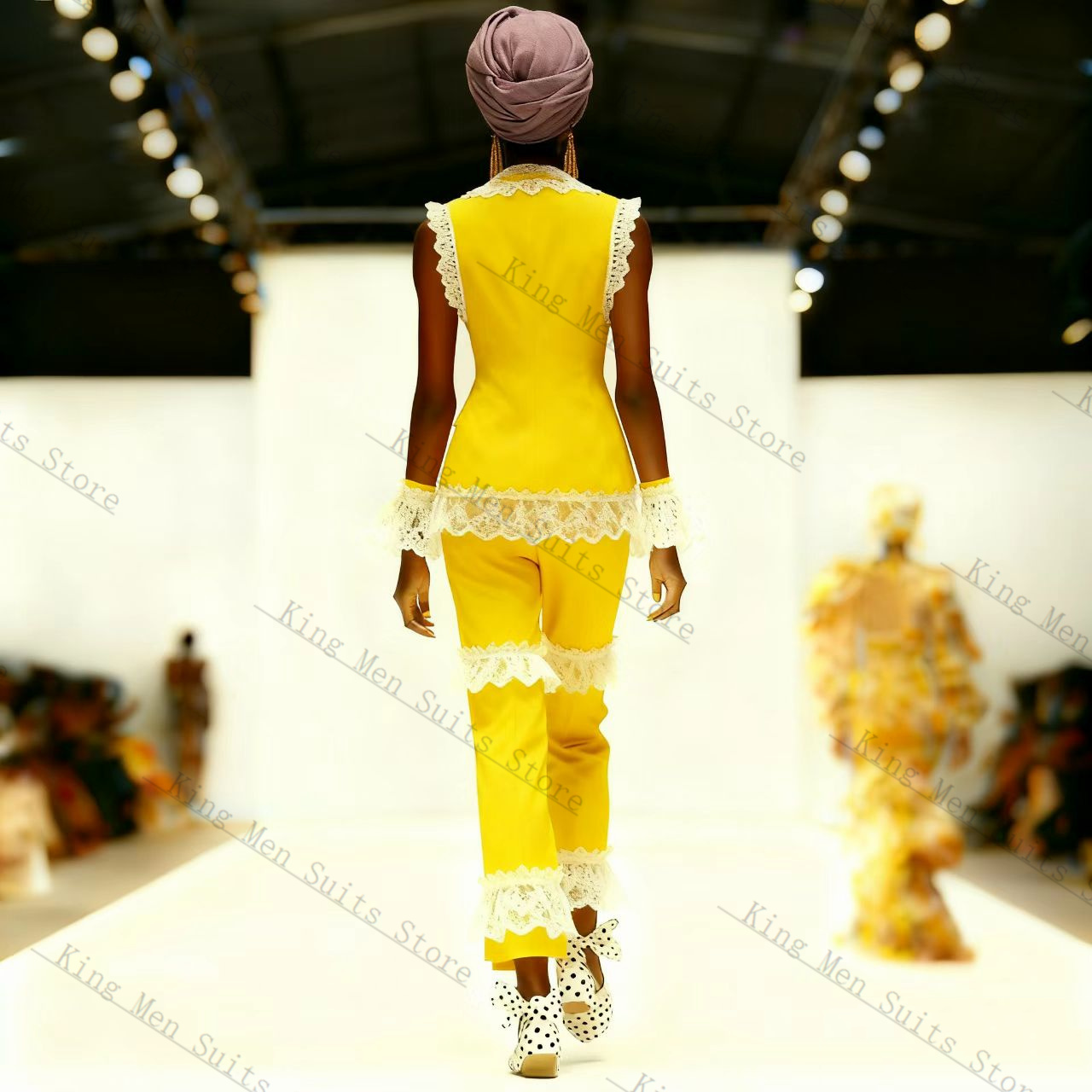 الأصفر الأبيض الدانتيل المرأة  - مراجعة Yellow Formal Wear Women وسعره