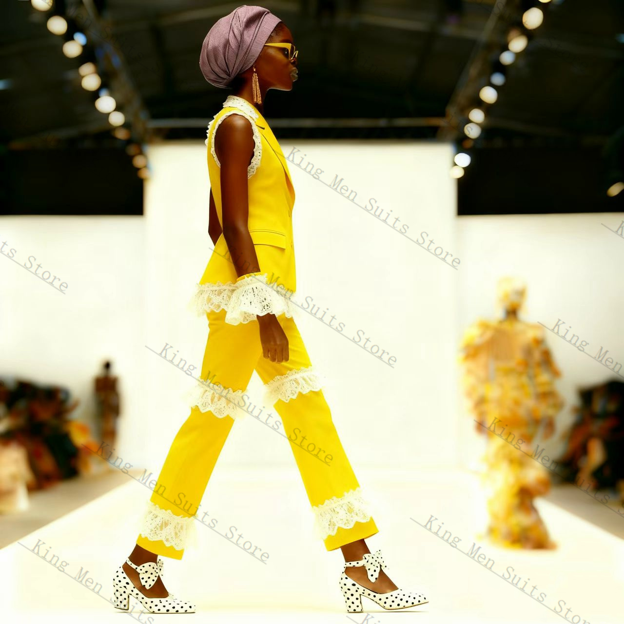 الأصفر الأبيض الدانتيل المرأة  - مراجعة Yellow Formal Wear Women وسعره
