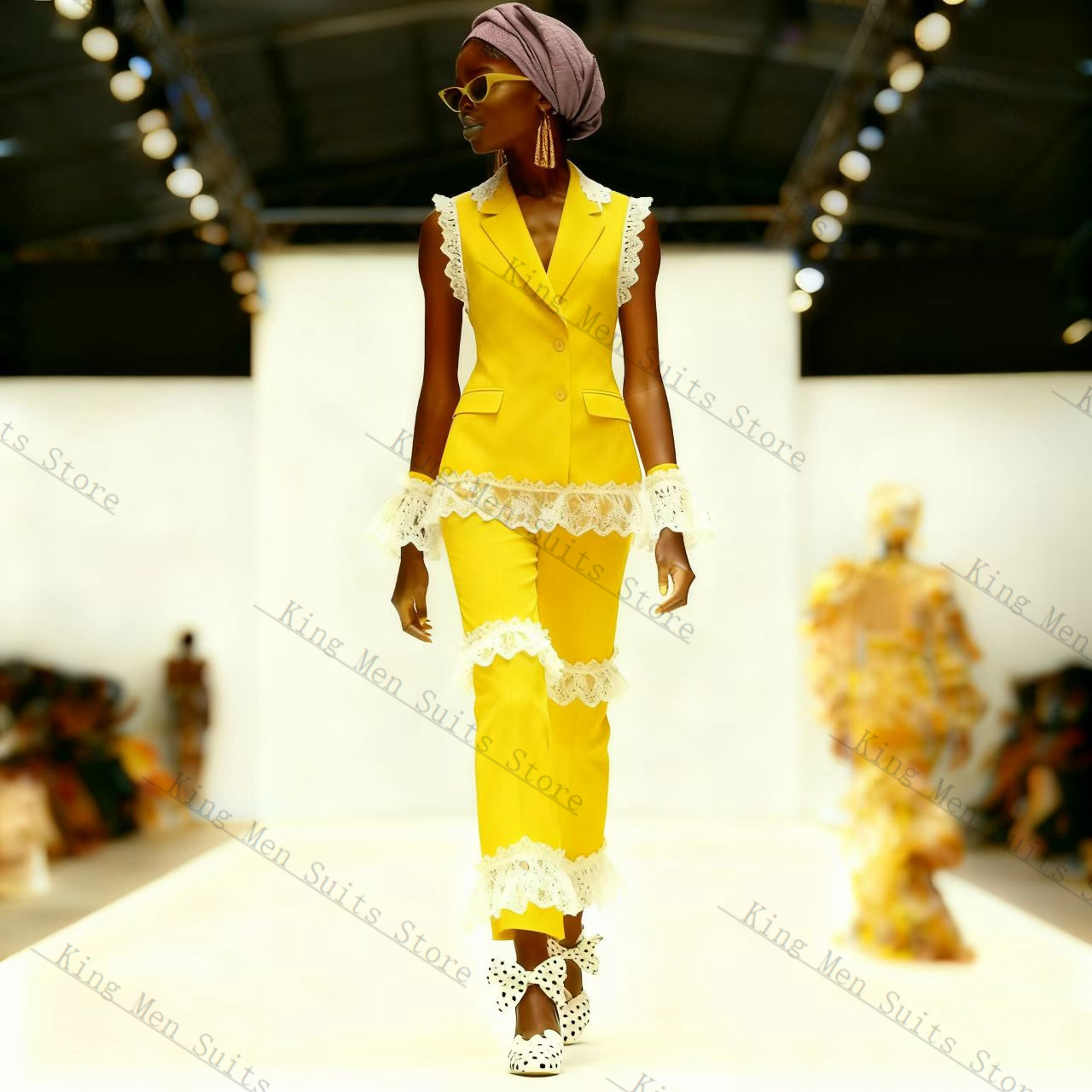 الأصفر الأبيض الدانتيل المرأة  - مراجعة Yellow Formal Wear Women وسعره