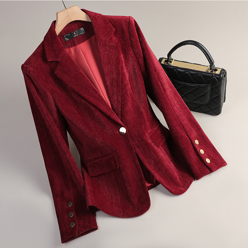 سترة نسائية مخملية باللون الذه - مراجعة Yellow Formal Wear Women وسعره