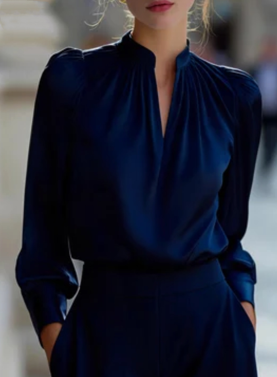 بلوزة أنيقة بياقة عالية وأكمام - مراجعة Women Formal Wear Office وسعره