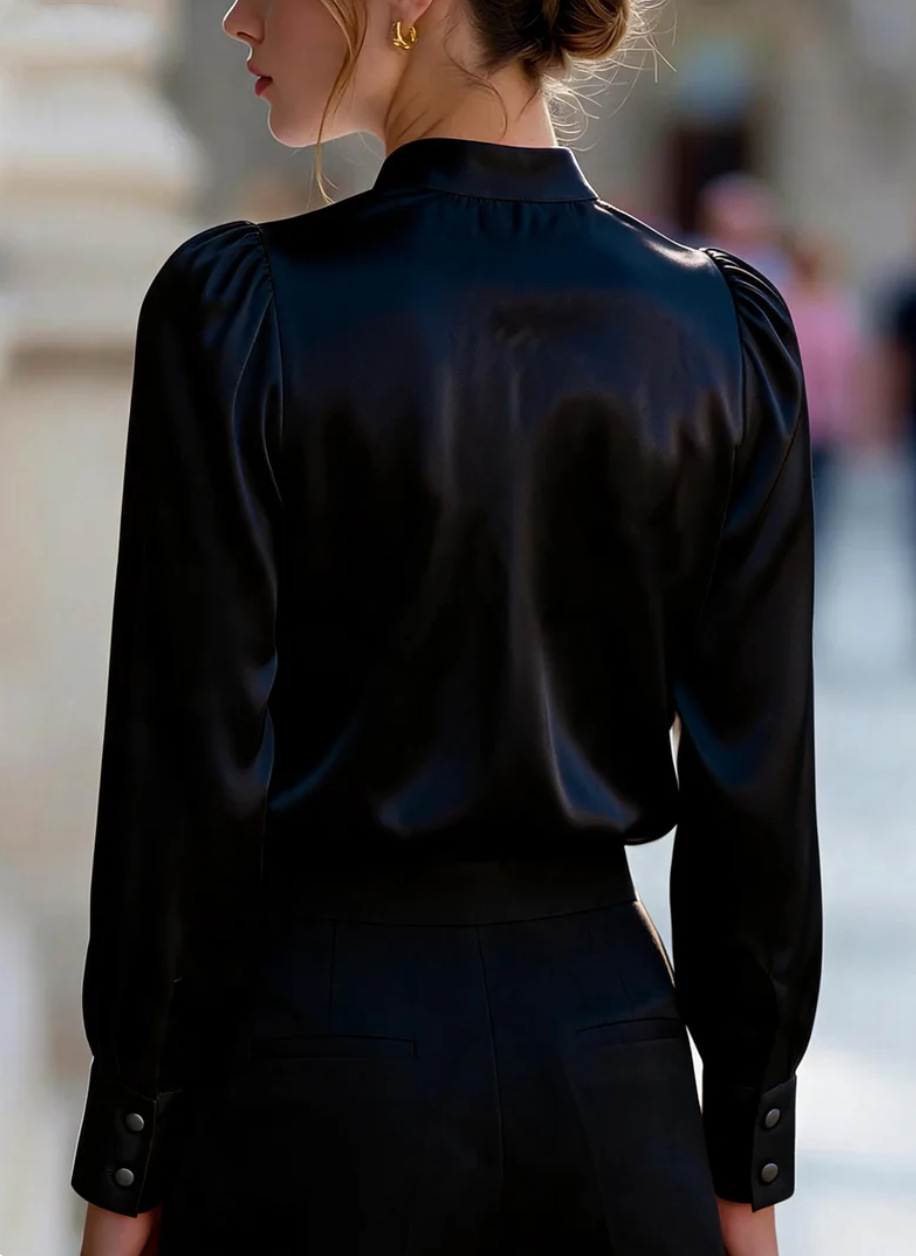 بلوزة أنيقة بياقة عالية وأكمام - مراجعة Women Formal Wear Office وسعره