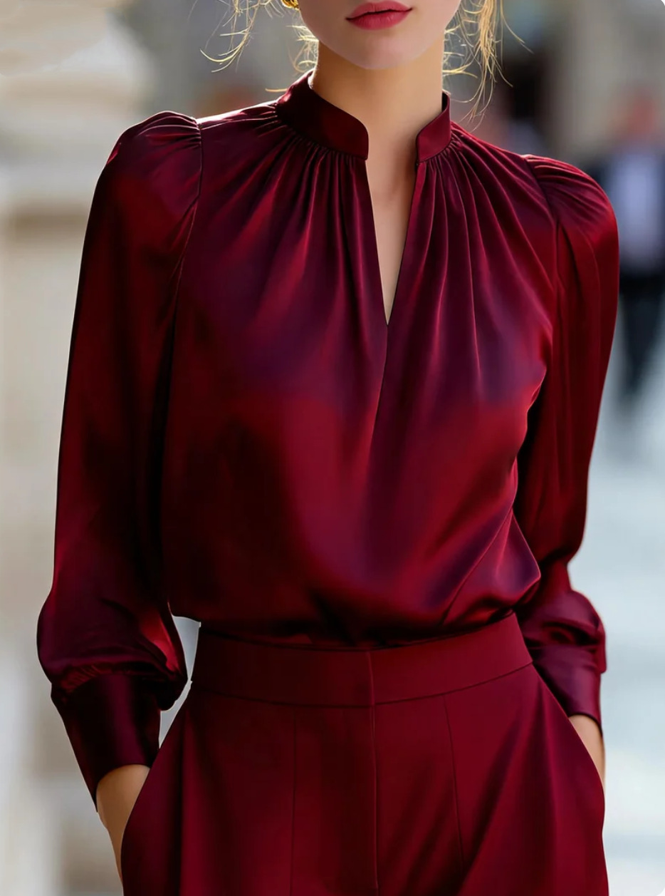 بلوزة أنيقة بياقة عالية وأكمام - مراجعة Women Formal Wear Office وسعره