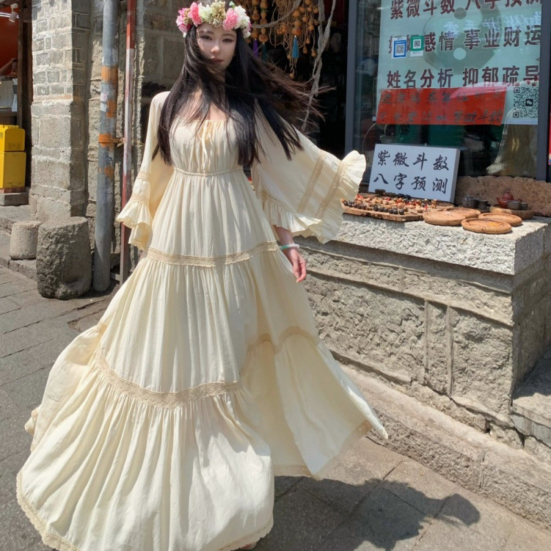 فستان جديد أنيق بياقة مربعة وأ - مراجعة Vintage Women'S Formal Wear وسعره
