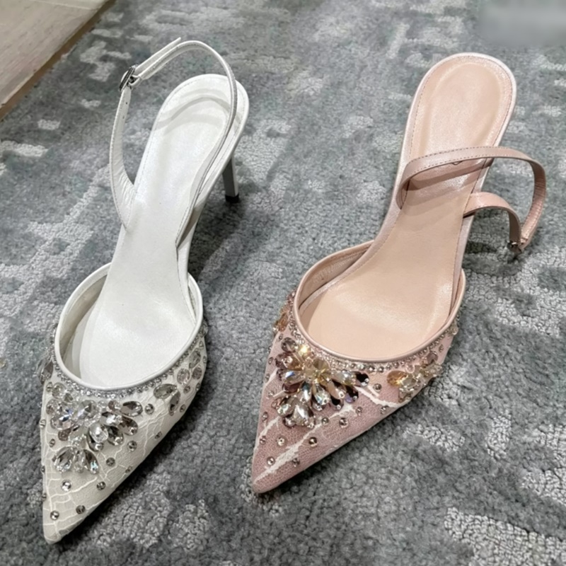 أحذية كعب عالي بيضاء مزينة بأح - مراجعة Slingback Heel Formal وسعره