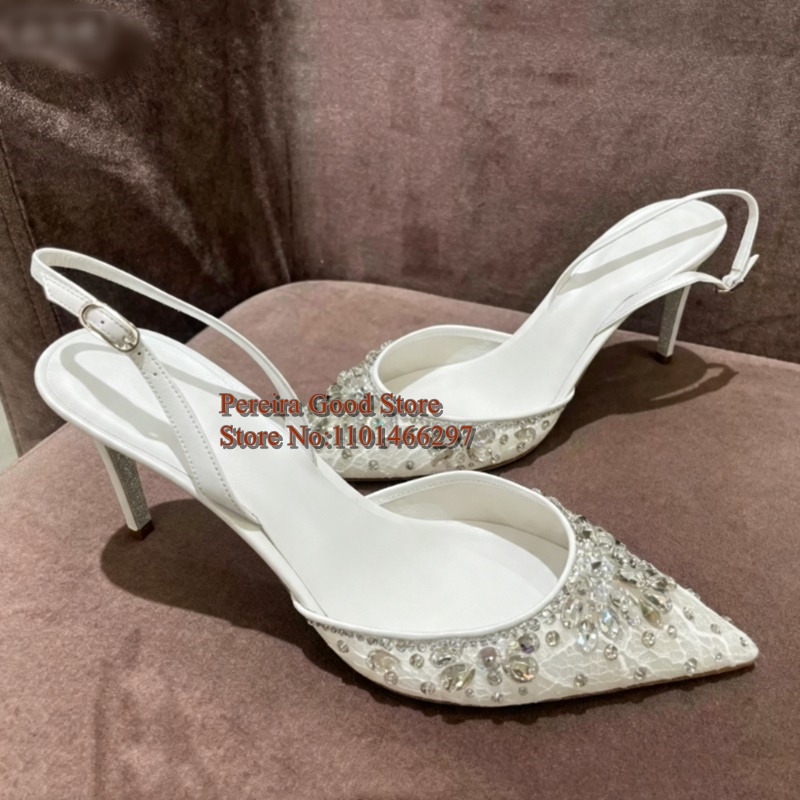 أحذية كعب عالي بيضاء مزينة بأح - مراجعة Slingback Heel Formal وسعره