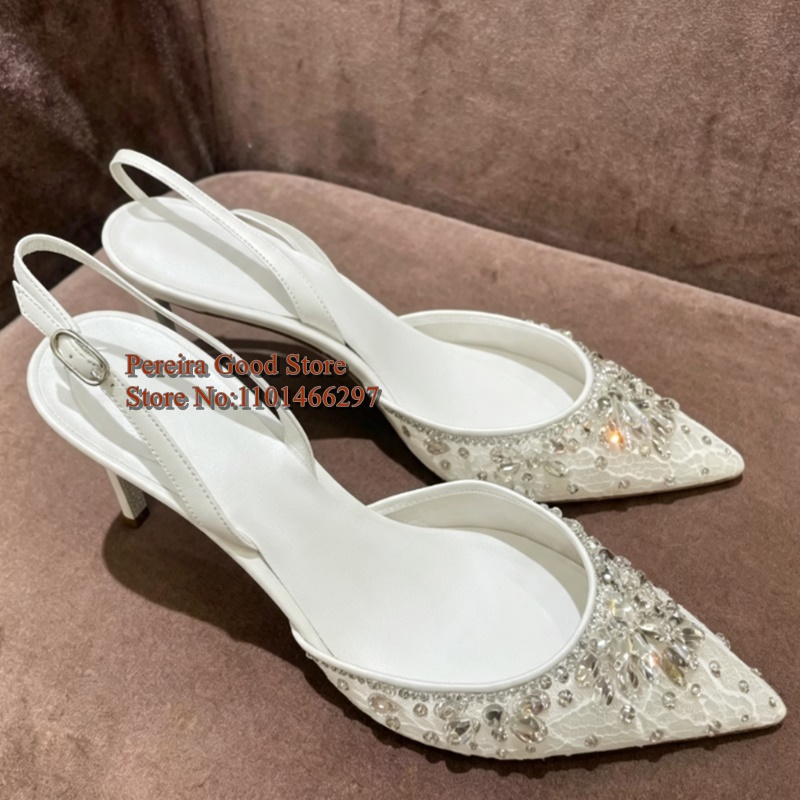 أحذية كعب عالي بيضاء مزينة بأح - مراجعة Slingback Heel Formal وسعره