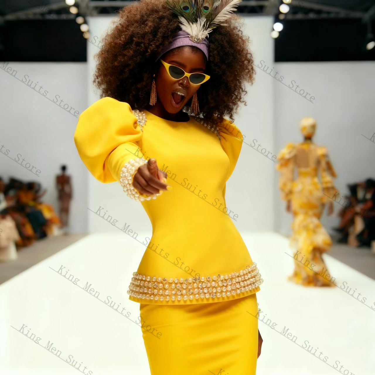 أصفر أسود المرأة البدلة مجموعة - مراجعة Yellow Formal Wear Women وسعره